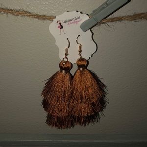 Brown Tier Tassel Earrings